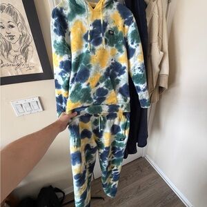 Rare Vans Blue and Yellow Tie-Dye Sweatshirt & Sweatpants Matching Set(Like New)